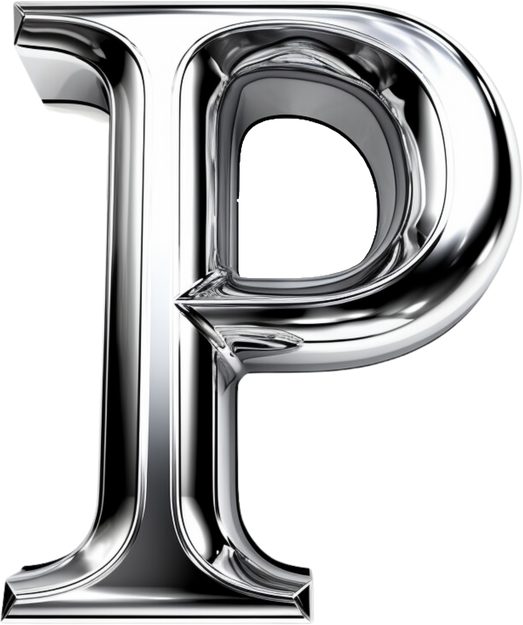 Metalic silver alphabet p